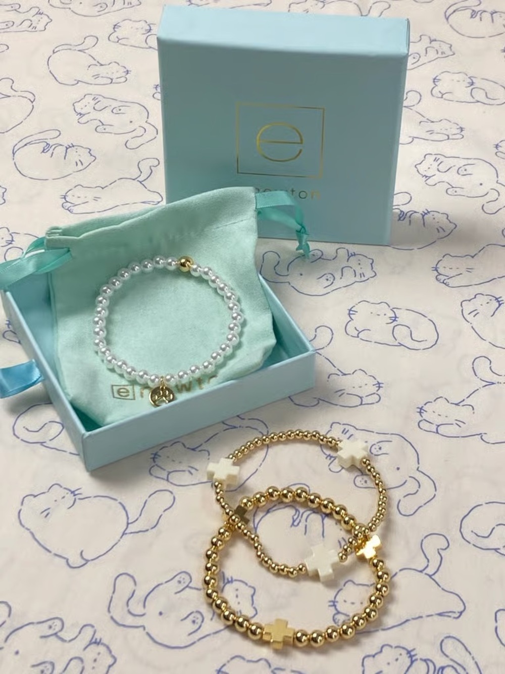 Enewton Gold and White Cross Bead Bracelet Set - Picture 4 of 7